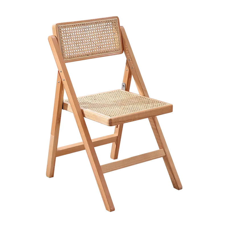 ヴィンテージガーデンリビングルーム杖籐籐木製折りたたみ椅子