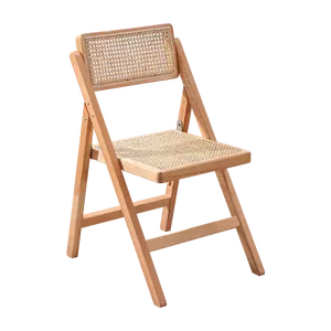 Chaise pliante en rotin, bois et osier, style Vintage, pour jardin et salon