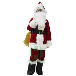 Fantasia barata masculina de luxo 10 pçs, traje de papai noel para adultos, fantasias para natal, veludo, vermelho