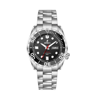 Montre de plongée professionnelle automatique mécanique pour homme en acier inoxydable analogique sport avec verre saphir