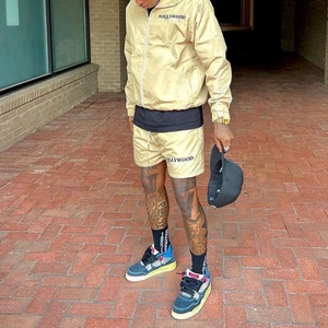 Custom <b>Mens</b> Clothing Short and <b>Jacket</b> Jogger Set Two Piece Zipper <b>Track</b> Suit Polyester Windbreaker Tracksuit Short Set - Product Image 5