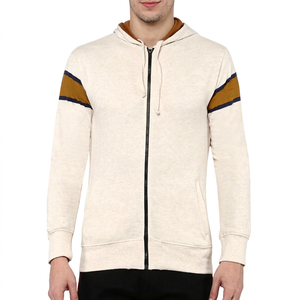 Sudadera con capucha de forro polar para hombre, 100% algodón, con estampado personalizado, servicio OEM, ecológica, con bloques de color, cremallera de cuarto y bordado - Product Image 1