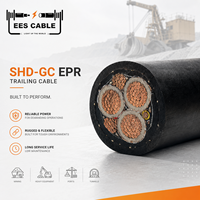 Câble minier en caoutchouc 3/C CU 5KV Type SHD-GC avec blindage tressé Cu/Nylon et gaine CPE, conducteur de mise à la terre 90 ° C