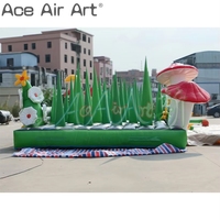 Traverser l'herbe jeu d'élément de plante gonflable fleurs, herbe et champignons défi de parcours d'obstacles gonflable jeux de plein air