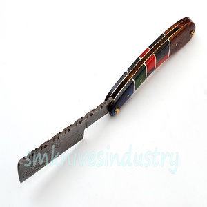 <b>Sm</b> Knives Handmade Damascus Straight Shaving Razor with Leather Sheath Personalization Model <b>Sm</b> 4 (sm4) - Product Image 4