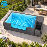 Piscine hors sol en fibre de verre Signature Dual Zone Villa Garden Outdoor 20ft 40ft avec jacuzzi intégré et marches, type conteneur