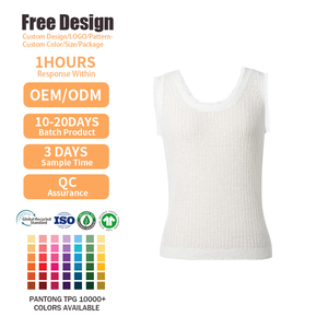 Custom Breathable Crop <b>Top</b> <b>Women's</b> <b>White</b> Ribbed 100% Hemp Knitwear Sleeveless <b>Vest</b> Crew Neck Summer Tank <b>Top</b> - Product Image 2