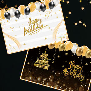 ของตกแต่งงานปาร์ตี้การ์ดกระดาษเรียบง่ายสีดำสุขสันต์วันเกิด - Product Image 6