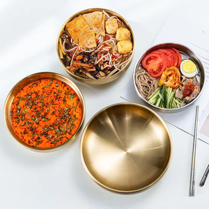 Gouden RVS kom met dubbele wand, stapelbaar, geborstelde afwerking, keukenkom voor instant noodles, salade, rijst, milieuvriendelijk, aangepast logo - Product Image 4