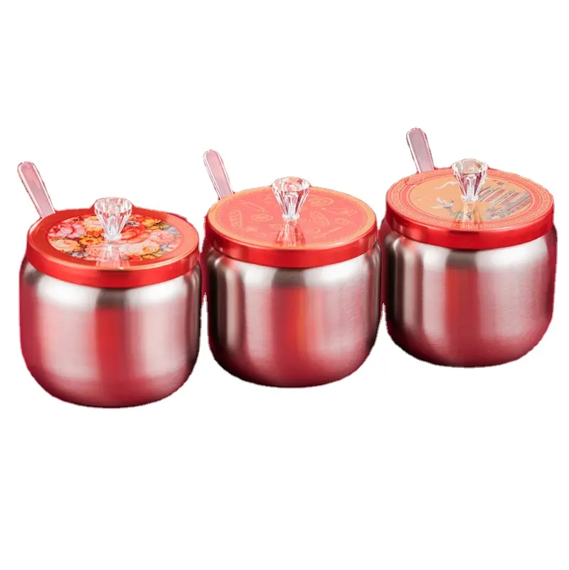 3Pcs Sang Trọng Thép Không Gỉ Gia Vị Lọ Thiết Lập Và Kệ Gia Vị Jar Set Hot Sản Phẩm Bán Chạy Trong Nhà Và Nhà Bếp