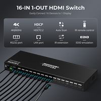 TESmart 16X1 Conmutador HDMI 16 en 1 Salida 4K con Control Remoto IR Montaje en Rack-Ears 4K 60Hz Control de Puerto LAN Conmutador de Escaneo Automático
