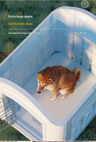 Novayapetix - Niche pour chien toutes saisons écologique, maisonnette amovible en plastique pour chiot, villa de jardin aérée avec porte grillagée sécurisée et crochet pour animaux de compagnie
