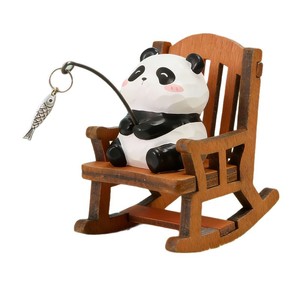 Fauteuil à bascule Fofo en forme d'animal de dessin animé, lot de 4, en résine, style pêche, décoration de bureau, fournitures de bureau, décoration apaisante, adorable panda, ornement pour la maison - Product Image 5