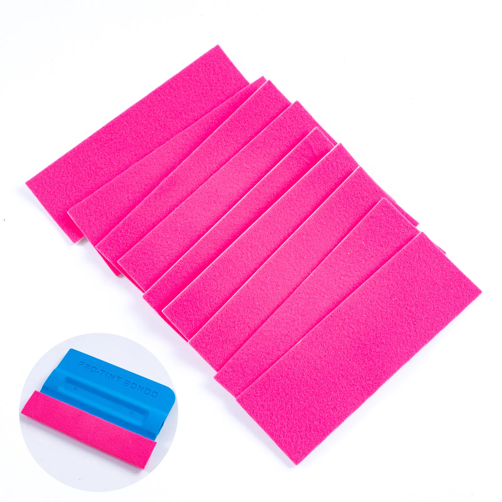 Top vente 10 pièces rose laine feutre tissu vinyle Film grattoir voiture Wrap tissu tissu pour Fiber de carbone dur carte raclette fenêtre teinte