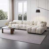 Ensemble de canapés modulaires capitonnés en tissu microfibre de style moderne, rectangulaires, avec pieds en bois massif, meubles de salon