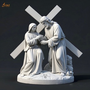 Cristiano católico famoso gran piedra tallada Jesús 14 estaciones octava estación mármol blanco Jesús Jerusalén cumple con la escultura de las mujeres - Product Image 6