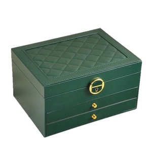 Caja de Almacenamiento de Joyas de Lujo de Tres Niveles con Cajones, Logotipo Personalizado, Cuero PU, Caja de Almacenamiento de Joyas de 3 Capas con Llave y Cerradura - Product Image 5