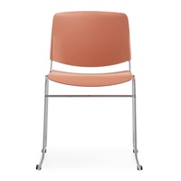 Chaise de réunion de bureau moderne en plastique rouge avec structure en fer et assise