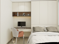 Ensemble de chambre classique moderne DongGui : Lit, armoire, table de chevet – Taille personnalisable, idéal appartement, grand espace de rangement