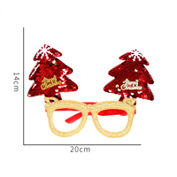 Lunettes de fête rouges double sapin de Noël très populaires, lunettes fantaisie scintillantes en forme de sapin de Noël, accessoire lumineux pour photomaton pour dîner de fête