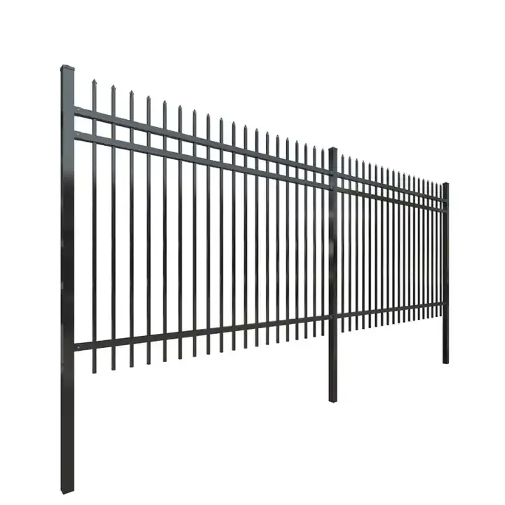 Giá rẻ chất lượng cao Thiết kế mới màu đen sơn tĩnh điện kim loại mạ kẽm picket hàng rào kẽm thép hình ống hàng rào tấm và cổng