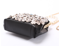 Tas Selempang Wanita Hifashion Vintage Kulit PU Berhias Rantai dan Stud 2025, Tas Tangan Mewah Desainer, Tas Selempang Model Kerang Bahan Poliester