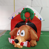 Décoration de jardin gonflable de Noël en forme de chiot avec guirlande de bonbons et os lumineux à LED, ornement de Noël