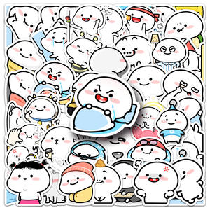 Vente en gros 50 pièces autocollants découpés pour bébé blanc mignon Emojis autocollants étiquettes d'emballage en <span class=keywords><strong>vinyle</strong></span> PVC imperméables auto-adhésives - Product Image 2