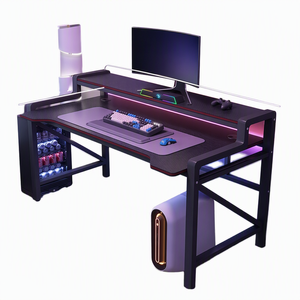 Bureau <span class=keywords><strong>d</strong></span>'<span class=keywords><strong>ordinateur</strong></span> <span class=keywords><strong>pour</strong></span> jeux vidéo, design à deux niveaux, surface texturée en fibre de carbone, structure métallique robuste, avec support <span class=keywords><strong>pour</strong></span> écran <span class=keywords><strong>pour</strong></span> les joueurs - Product Image 5