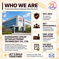 Enseigne commerciale personnalisée Zhilin, logo néon, enseigne LED rétroéclairée, acrylique, métal, montage mural, IP65, pour café, avec CE RoHS