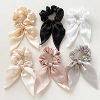 Meilleures ventes : Chouchous pour filles à motif floral, avec grand ruban long et oreilles de lapin, en forme d'anneau, en vrac