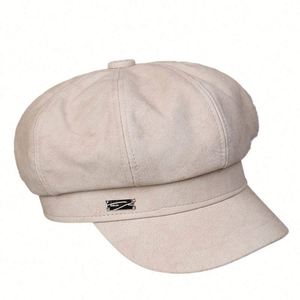 หมวกเบเร่ต์หนัง PU รุ่นใหม่ล่าสุดสำหรับฤดูใบไม้ร่วงและฤดูหนาว แฟชั่นลำลองสำหรับผู้ชายและผู้หญิง สไตล์อังกฤษย้อนยุคสุดเทรนดี้ - Product Image 5