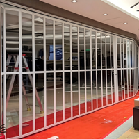 Porte accordéon transparente en polycarbonate pour devanture de magasin, moderne, avec cadre en alliage d'aluminium manuel