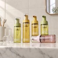 Bouteilles distributrices de savon mousse en plastique PET rondes personnalisées de 40 ml, 50 ml, 60 ml, 80 ml, flacons pompe à mousse vides pour emballage de nettoyant