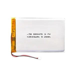 Fabricante de bateria de íon de lítio recarregável de polímero de origem de fábrica ODM OEM 555075 3.7V 2500mAh