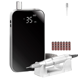 Perceuse à ongles sans fil Portable 35000 tr/min <span class=keywords><strong>lime</strong></span> de manucure électrique 6 Bits 50pcs bandes de ponçage Rechargeable Salon usage domestique couleur noire - Product Image 1