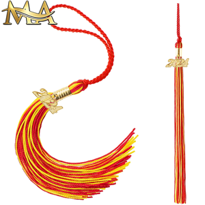 Borla de Graduación de Rayón de Alta Calidad para Birrete Universitario, en Rojo <span class=keywords><strong>y</strong></span> Dorado, para Gorra de Graduación - Product Image 1