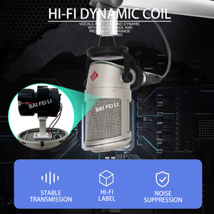 Micrófono Dinámico con Cable BAIFEILI BCM 705 de Alta Calidad, Totalmente Metálico, para Podcasting Profesional, Streaming, <span class=keywords><strong>XLR</strong></span>, Cancelación de Ruido - Product Image 3