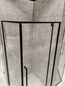 الحمام الأوروبي غرفة الاستحمام المفصلي الأسود مع مقبض طويل - Product Image 3