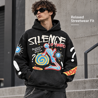 Sweat-shirt à capuche unisexe surdimensionné avec motif graphique, style streetwear vintage, noir et marron, prêt à être expédié, faible MOQ