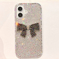 Coque de téléphone portable 15 en TPU luxueuse et élégante, antichoc, avec nœud scintillant en diamant et protection d'appareil photo – Accessoire tendance