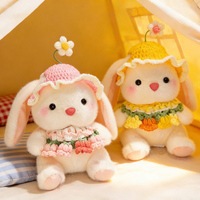 Peluche Lapin Blanc Kawaii avec Fleur au Crochet pour Filles