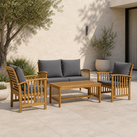 Ensemble de meubles de patio en bois massif de style naturel, durable, avec table basse pour jardin, terrasse et salon extérieur