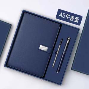 Customized A5 <b>Notebook</b> and Pen Gift Box <b>Set</b> for Company Logo and University Graduation Souvenirs Leather Cover - Product Image 2