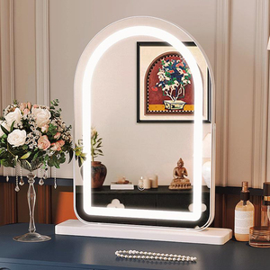 Bán buôn nhà hiện đại <span class=keywords><strong>LED</strong></span> phòng ngủ độ nét cao thông minh xoay mặc quần áo gương cảm ứng cong Máy tính để bàn khách sạn Gương trang điểm - Product Image 4