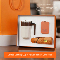 Coffret Cadeau Exécutif : Tasse Mélangeuse Automatique et Parapluie – Idéal pour la Reconnaissance Client, les Programmes de Récompense du Personnel, l'Utilisation au Bureau et les Commandes en Gros avec Logo Personnalisé