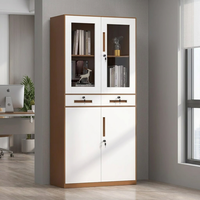 Armoire de classement en acier avec 2 tiroirs verrouillables et porte en verre, meuble de rangement moderne en métal pour bureau, école ou mobilier de bureau.