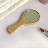 Miroir de maquillage en bois de bambou naturel pur petit miroir à poignée en forme de chat miroir portable avec logo personnalisé