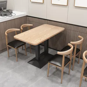 Custom Commercial Restaurant Furniture Table And Chair Set Restangular Wood Dining Table Set For Cafe Restaurant