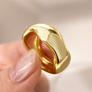 Glossy twisted Copper <b>ring</b> for unisex party wear hip hop men women jewelry - Product Image 5